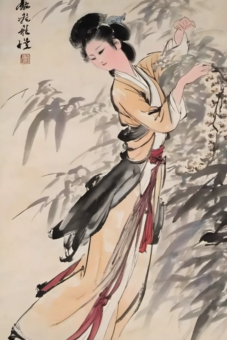 Chinese Style,Traditional Painting Media,Girl,LoRA,SDXL