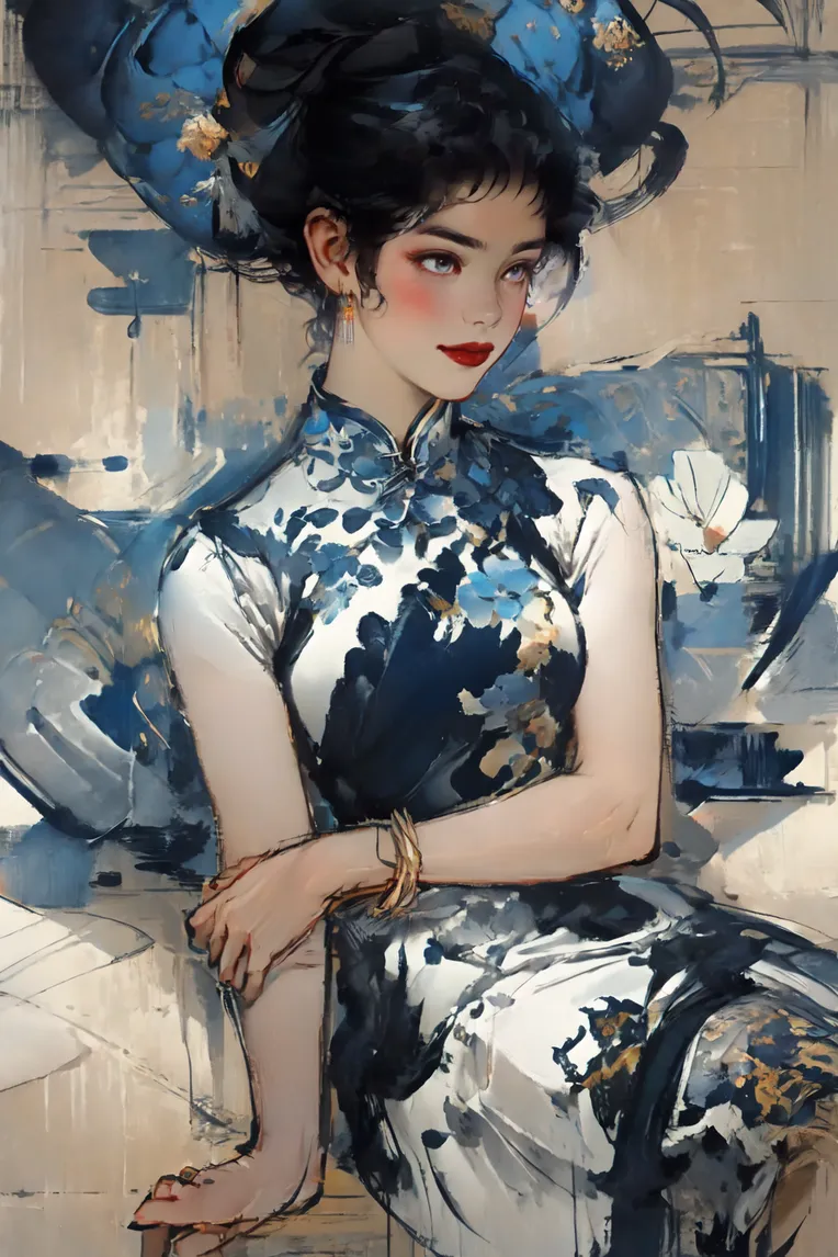 Chinese Style,Traditional Painting Media,Girl,Checkpoint,SD 1.5