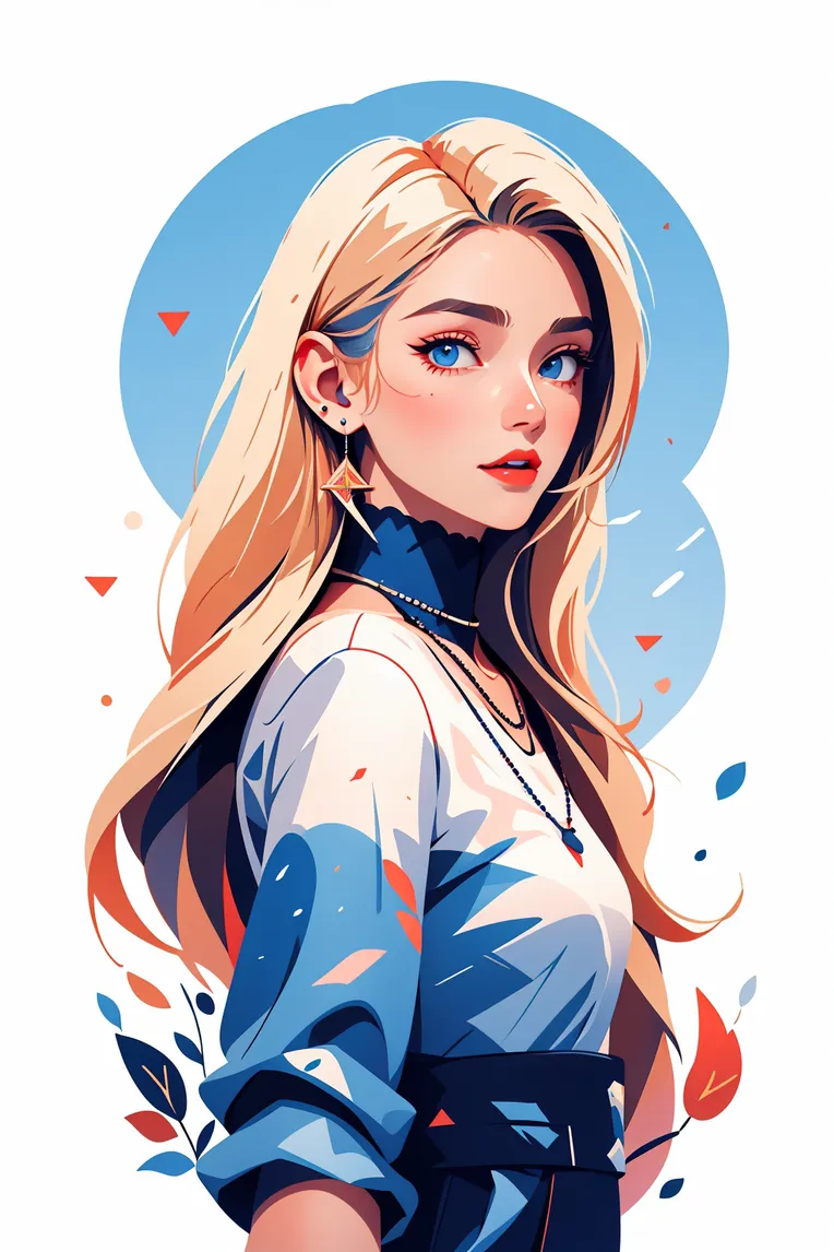 Flat,Flat Illustration,Girl,LoRA,SD 1.5