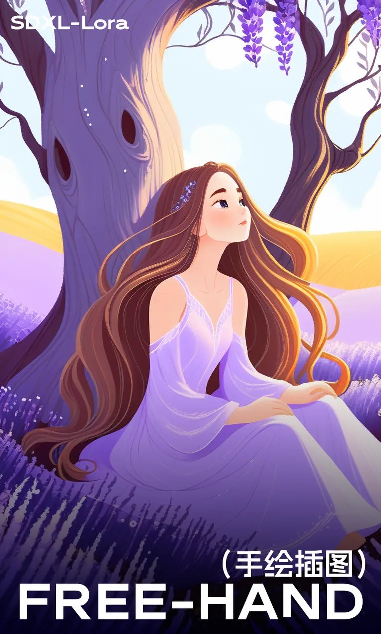 Hand-Drawn,Traditional Painting Media,Girl,LoRA,SDXL