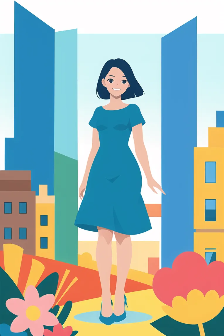 Flat,Flat Illustration,Girl,Checkpoint,SD 1.5