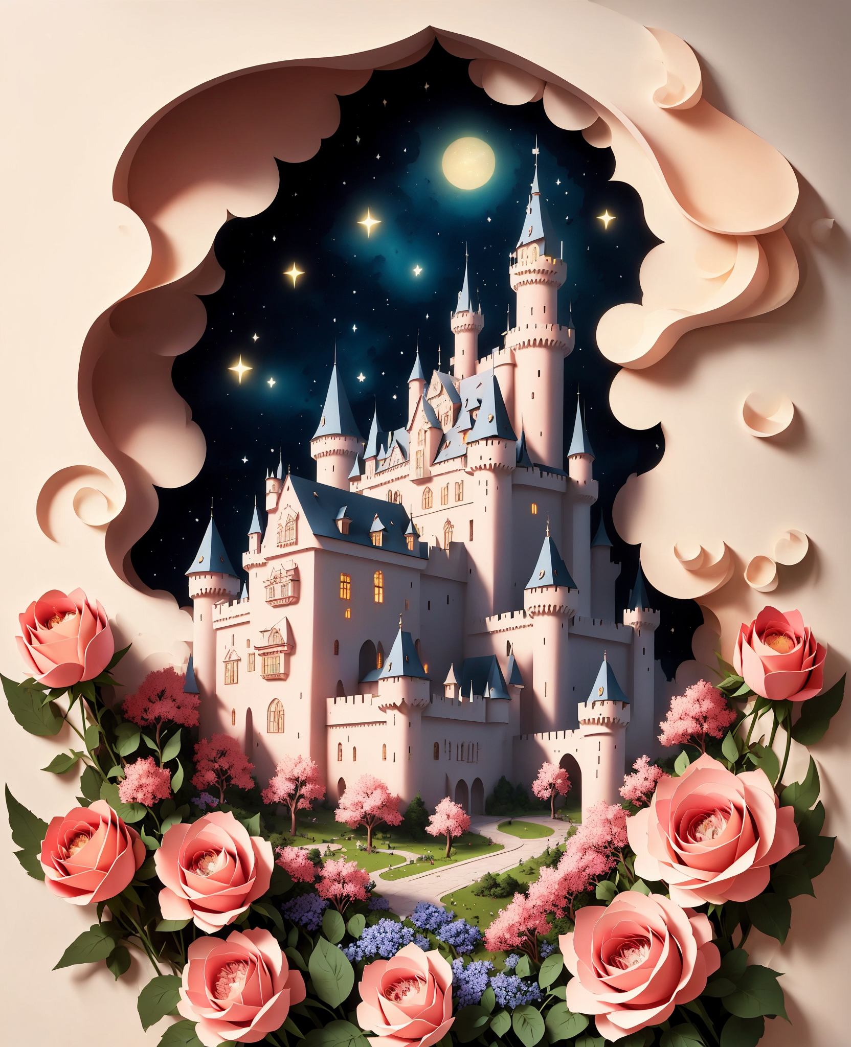 Three-dimensional paper-cut style v1.0