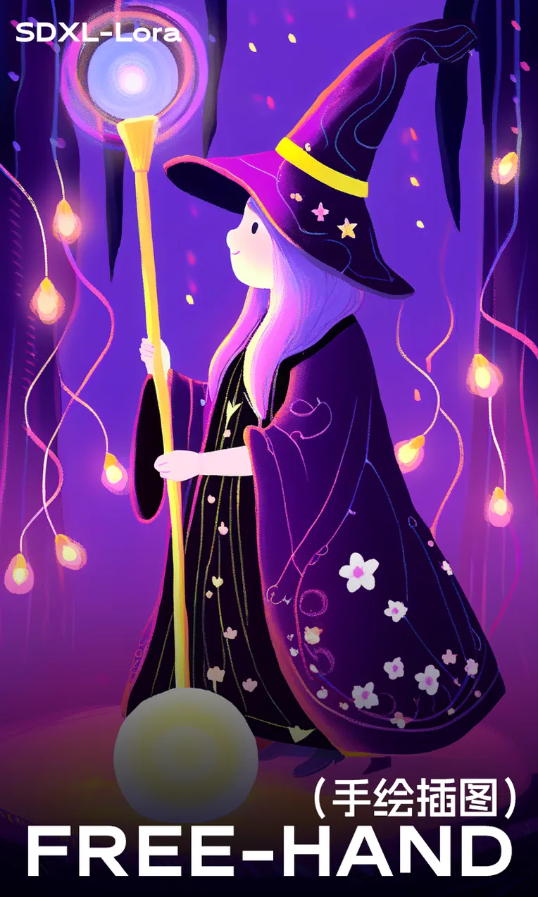 Hand-Drawn,Traditional Painting Media,Girl,LoRA,SDXL